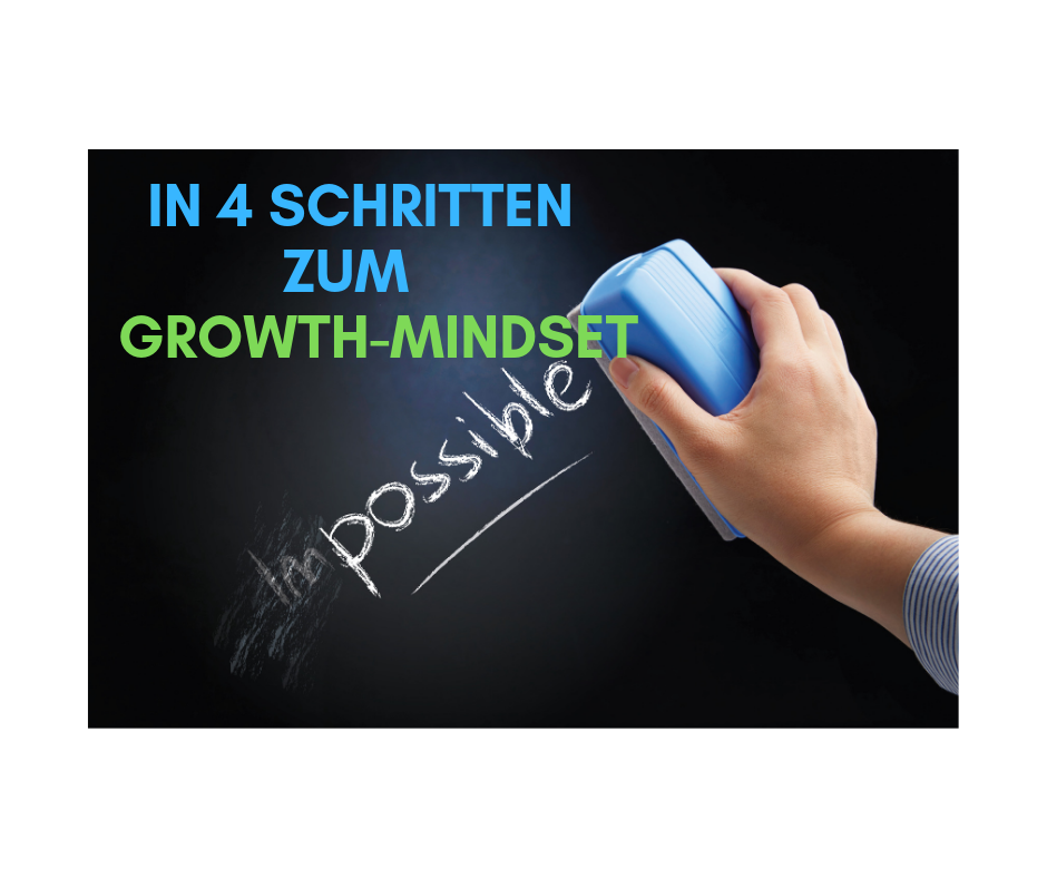In 4 Schritten vom Fixed-Mindset(fixed = englisch für starr, unflexibel) zum Growth-Mindset! (growth = englisch für wachstumsorientiert, dynamisch)